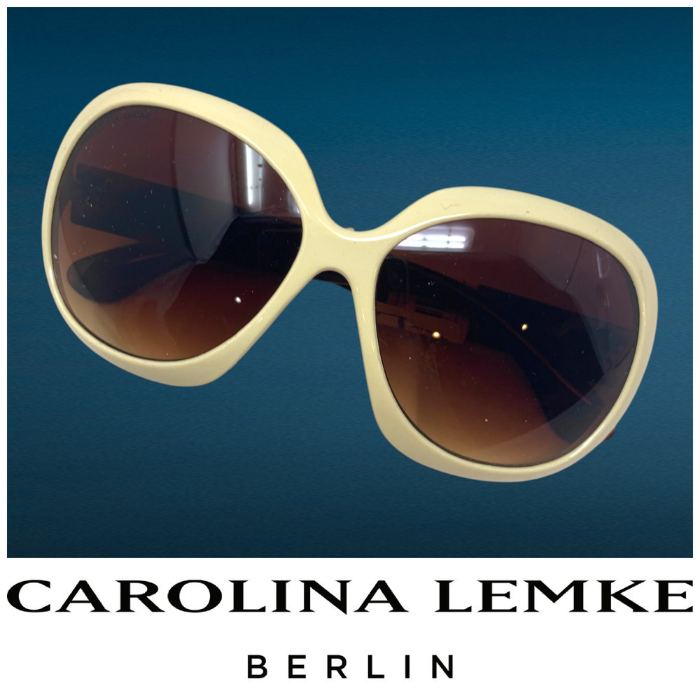 NEW Carolina Lemke Ivory Acrylic Oversized Round Sunglasses CL1037 NWT